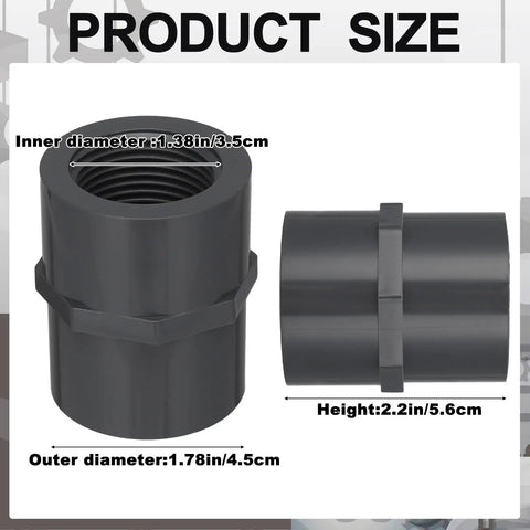 8 Pack 1 Inch PVC Pipe Fitting Female Adapter Schedule 80 Socket to NPT showing dimensions of inner and outer diameters