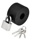 Door Handle Lockout Device For Home Security And Kidproofing, easy install stainless steel lock cover with keys, front view