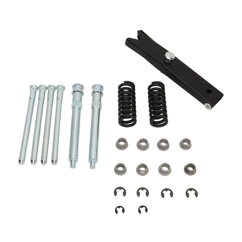 Door Hinge Pin Bushing Repair Kit With Spring Tool Direct Replacement Fits Chevy C1500 C2500 K1500 Trucks And SUVs Reduces Door Sag Smooth Opening And Closing Includes Hinge Roller Pin, springs and pins laid out