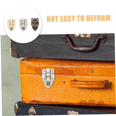 Retro Style Metal Box Hasp Latch Set 15 Piece Duckbill Draw Latch Kit on vintage suitcase with iron finish