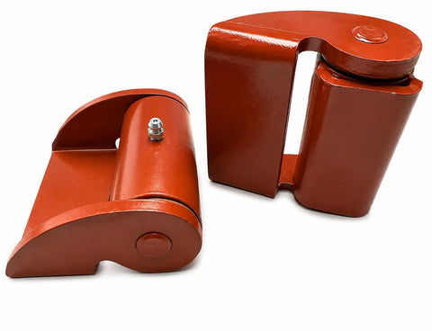 Rugged 3.5 Inch Heavy Duty Roller Cage Hinges With Grease Zerk Fitting Tamper Proof 1000 Lbs Per Pair Set Of 2 Steel Hinges for heavy gates.