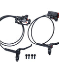 MT200 MTB hydraulic disc brake set with 2-piston calipers; front left 800mm hose and rear right 1550mm hose, aluminum alloy