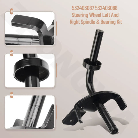 Heavy Duty Front Axle Steering Spindles And Front Wheel Bearing Set RH LH Replacement for lawn tractor close-up