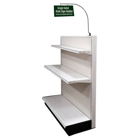 Rock Solid Curved Gondola Shelf Magnetic Sign Holder For Retail Store Aisles And Department Walkway Section Marker with single sided design and hooks.