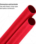 Heavy Wall Heat Shrink Cable Sleeves Red Industrial Grade Waterproof Wire Protection Covers For Direct Burial And Submersible Splices Pack Of Three close-up view of two red heat shrink sleeves