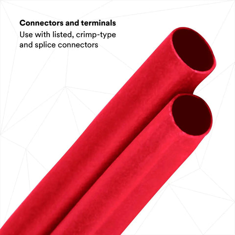 Heavy Wall Heat Shrink Cable Sleeves Red Industrial Grade Waterproof Wire Protection Covers For Direct Burial And Submersible Splices Pack Of Three close-up view of two red heat shrink sleeves