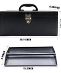 16 Inch Portable Metal Toolbox Built To Last, 18 Gauge Steel With Locking Latch, Heavy Duty Drawer Organizer Tackle Box, Black