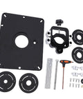 Heavy Lifter Router Lift For Weekend Warriors Featuring Micro Pinpoint Dial Adjustments Plug And Play Four Ring System for black aluminum parts and accessories.