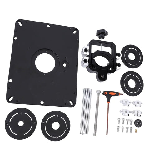 Heavy Lifter Router Lift For Weekend Warriors Featuring Micro Pinpoint Dial Adjustments Plug And Play Four Ring System for black aluminum parts and accessories.