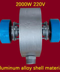 Side view of Portable 2000W 220V Hydroelectric Generator With Water Turbine featuring aluminum alloy housing and blue end caps.