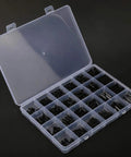 Nylon Standoff Screw Kit With Male And Female Spacers M2 To M3, Steel Hex Standoffs, Insulated And Nonconductive PCB Mounting Gear For Electronics, Rust Resistant, Easy To Clean, Keeps Projects Neat And Safe. Plastic organizer case with black nylon standoffs and screws.