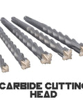 SDS Max Masonry Drill Bit Set With Carbide Tips, 5 Piece, 13 Inch Length, showing carbide cutting heads