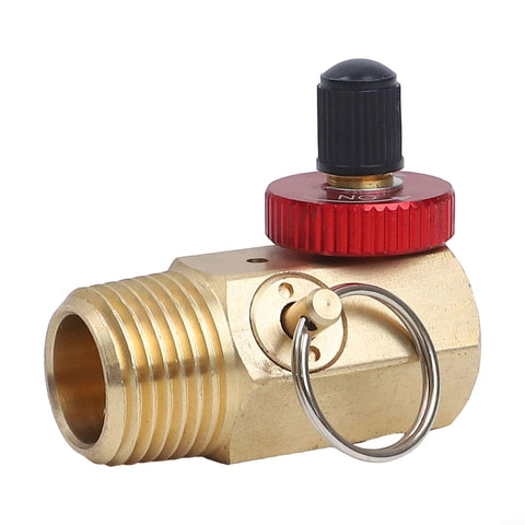 Heavy Duty Brass Air Tank Manifold For Air Compressor With One Half Inch NPT Tank Port, One Quarter Inch Hose Port, Built In Shut Off Valve, Pressure Relief Valve, And Gauge Connection For Easy Setup, Rock Solid Air Flow.