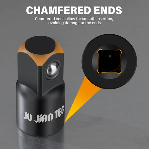 Premium 6-Piece Impact Socket Adapter And Reducer Kit That Lets You Go From Quarter To Half Inch Like A Boss With Heavy Duty Build For Serious Garage Jobs, chamfered ends