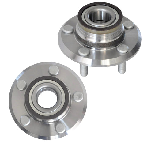 2 Pack Front Wheel Hub And Bearing Assembly 5 Lug Fit For Chrysler 300 2005 To 2014, Dodge Challenger 2008 To 2014, Charger 2006 To 2014, And Magnum 2005 To 2008 Direct Replacement Wheel Hub Kit, featuring metal construction and showcase of two assemblies.