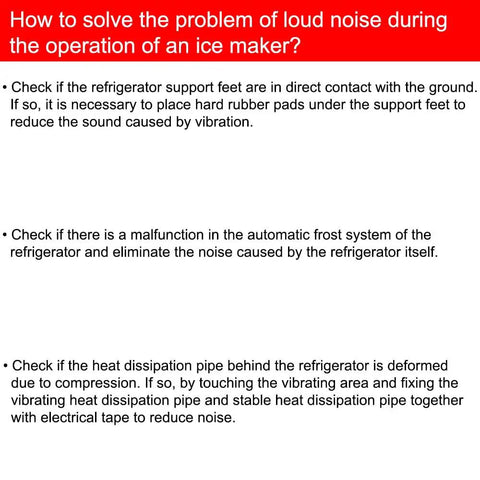 Instructions on solving noise issues for Frigidaire refrigerator ice maker