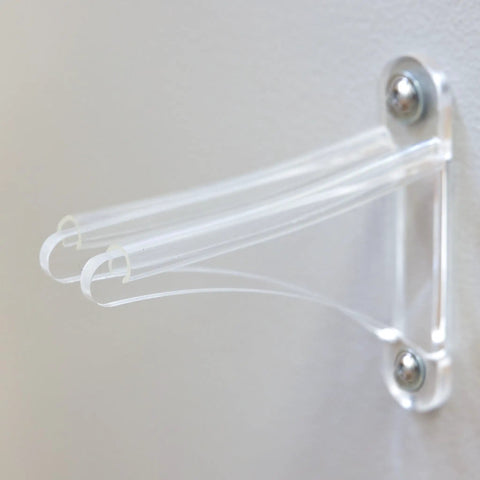 Clear Acrylic Ski Wall Mount 2 Pack Vertical Storage Rack Indoor Display Holder Heavy Duty Snow Gear Hanger side view