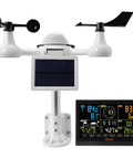 All In One WiFi Weather Station With 7 In 1 Sensor For Indoor Outdoor Use, 7.5 Inch Color Display, solar panel, anemometer, display screen