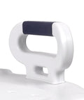 Close-up of padded arm on Shower Seat With Padded Arms And Removable Back For Safe Bathtub Use Adjustable Legs Wide Chair For Seniors