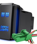 Push Button Ditch Lights Switch 12V On Off With Wire Harness Kit 1.54 By 0.83 Inches Replacement For Toyota