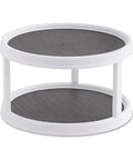 Non-Skid 2-Tier 12-Inch Turntable For Cabinets And Pantry Storage Rotating Organizer With Stable Surface Durable And Easy To Clean White And Gray