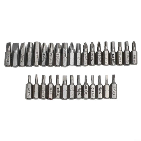Solid 33 Piece Screwdriver Bit Kit Made From Tough 45# Steel Perfect For Torx Spanner Hex Star Driver Bits With Holder Rod For Your DIY Repair Jobs And Home Upgrade Projects In A Super Durable Gray Finish, 33 steel bits