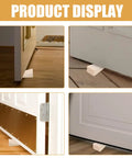 Two Pack Wooden Door Stopper Wedge Triangular Floor Block Beige Compact Design that Keeps Doors Open and Stops Slams Sturdy Bedroom
