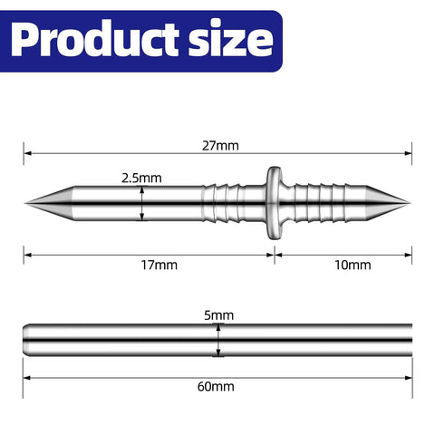 Pro Grade Double Head Skirting Nails That Go Down Smooth For Invisible Baseboard Fastening Rust Proof Galvanized Steel And A Slick Seamless Wood Trim Finish 300 Piece Kit dimensions showing 2.5mm diameter and 27mm length.