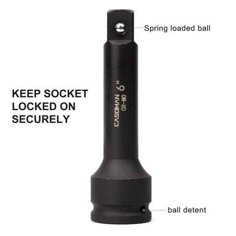 Three Quarter Inch Drive Impact Extension Bar Set In CR MO Steel With Black Oxide Finish Includes Four Inch Six Inch And Ten Inch Socket Extensions Spring Loaded Ball End Retains Sockets For Secure Fit And Heavy Duty Performance
