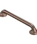 Ultima 36 Inch Designer Bathroom Grab Bar With Curl Grip In Old World Bronze shown at an angle, highlighting the curl grip design.