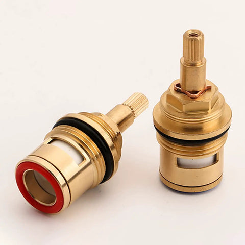 Faucet Cartridge Replacement Ceramic Disc Valve For Three Quarter Inch Taps Brass Body 20 Spline with Red and Blue Indicator