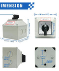 Dimensions of Beefy 40A Rotary Changeover Switch With Exterior Box 3 Position 3 Pole 12 Terminals IP65 Cam Box