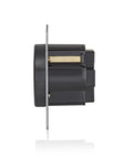 Heavy Duty 50 Amp EV Charging Receptacle NEMA 14-50R Plug-In Outlet side view showing black plastic and metal connector.