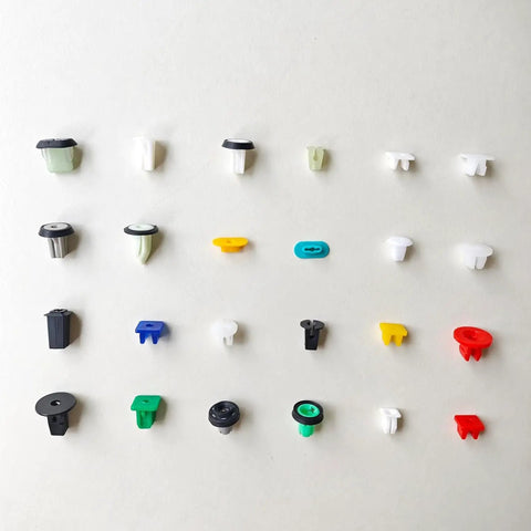 Assorted fasteners from 200 Piece Nylon Auto Fastener Kit With License Plate Screws Inserts Grommets And Nuts For Body Panels