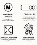 Infographic detailing features of Pro 1601 Jewelry Scale Pro Grade Portable Countertop Digital Precision Tool 1600g By 0.1g Readability.