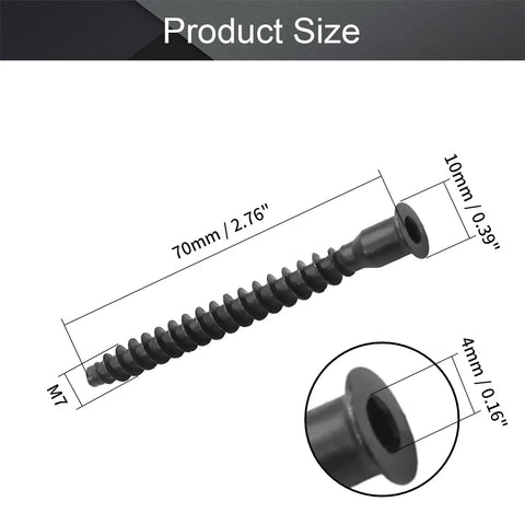 Confirmat Screws M7x70mm Carbon Steel Inner Hex Self Drilling For Wooden Board Connection Black 20 Pieces
