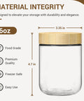 16 oz glass jar with airtight bamboo lid; features food grade, premium quality; part of four pack 16 oz glass jars with airtight lids and bamboo lids for overnight oats meal prep and grab and go snacks yogurt spices sugar and more wide mouth mason jars