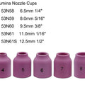 Stubby Gas Lens TIG Welding Torch Kit No Ten Glass Cup for WP 17 18 26 alumina nozzle cups sizes 4-8