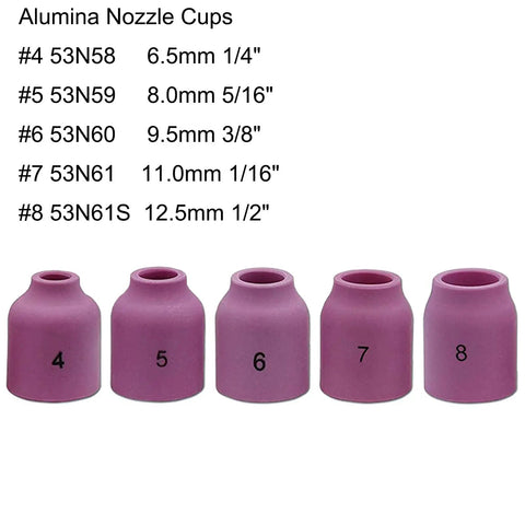 Stubby Gas Lens TIG Welding Torch Kit alumina nozzle cups sizes 4 to 8 for WP 17 18 26 PTA 17 18 26 Diamondback DB Series Torches