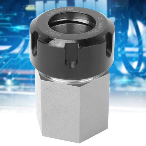 ER32 Collet Block for Lathe and CNC Engraving Machines, Chuck Collet Holder with Hex Block shown in close-up