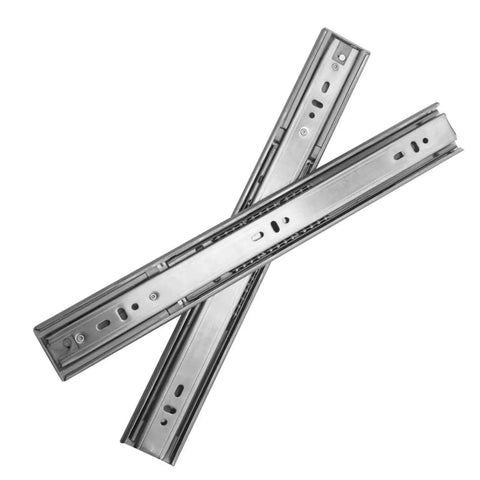Pair of full extension drawer slides three-section 25 to 50 cm silent rebound stainless steel heavy duty for kitchen cabinets