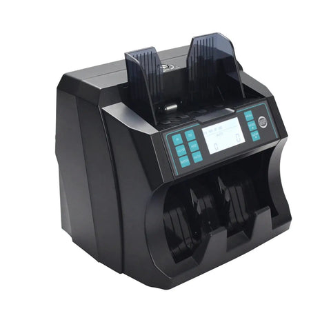 Built Like A Tank Front Loading Mixed Denomination Bill Counter Machine For Multi Currency Usd Eur Cad Per with dual hopper design.