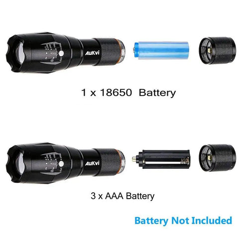 670nm Red Light Flashlight One Mode Long Range Zoomable For Hunting And Night Observation, battery options