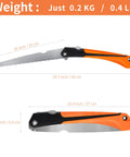 Foldable insulation hand saw with 16 inch steel blade and wavy serrated teeth for cutting wood fiber board and foam