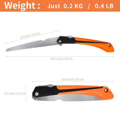 Foldable insulation hand saw with 16 inch steel blade and wavy serrated teeth for cutting wood fiber board and foam
