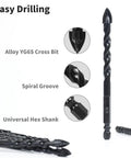Image shows a single drill bit from a 10 Piece Masonry Drill Bit Set with 1/4 Inch Hex Shank for concrete, brick, tile, glass, and cement projects.