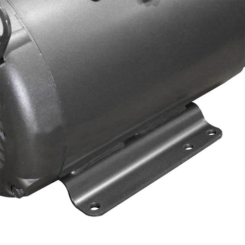 Side view of 7.5 HP Electric Motor For Compressors, 1725 RPM, 208-230V 31A, NEMA 215T showing rigid base and metal housing