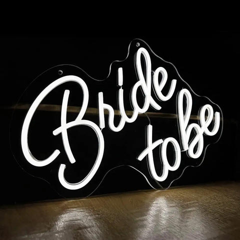 Bride To Be Neon LED Sign White Letters Light for Bridal Shower and Bachelorette Party Wall Decor Reusable Neon Wall Art