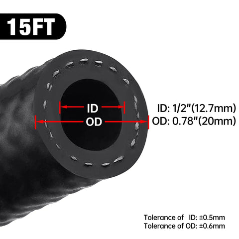 One Half Inch Fuel Hose Line With Push Lock SAE 30R7 NBR 15 Feet Heavy Duty Gas Diesel Oil Biodiesel Compatible inside view