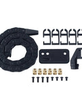 16.9in Opening Type Drag Chain Kit For P1P P1S P2S X1 X1C, black cable track with connectors, printed parts, heat insert nuts, and screws